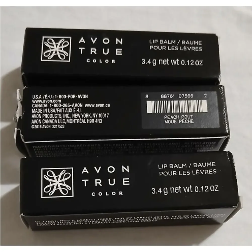 Set of 3 - AVON TRUE COLOR - PEACH POUT - NIB LIP BALM Made in the USA